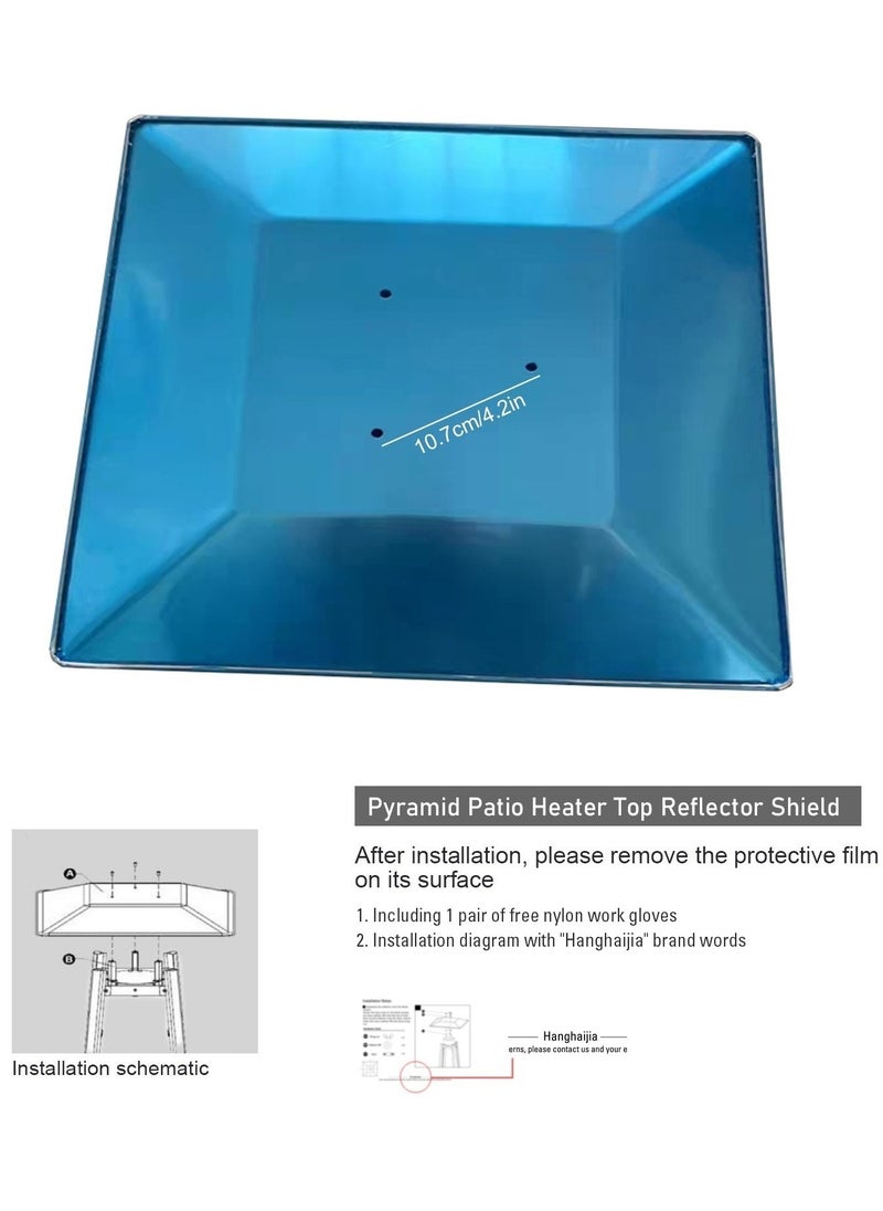 Wmlamz Propane Pyramid Patio Heater Square Shield, Replacement Top 4-Sided Reflector For Glass Tube Heaters  - Image 3