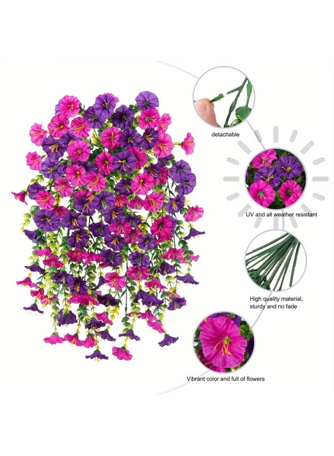 Goolsky 2pcs Artificial Morning Glory Hanging Vines with UV Protection, Realistic Fake Flowers for Outdoor Wedding Decorations, Fade-Resistant Wall Decor for Garden/ Patio/ Party (No Pot Included)  - Image 3