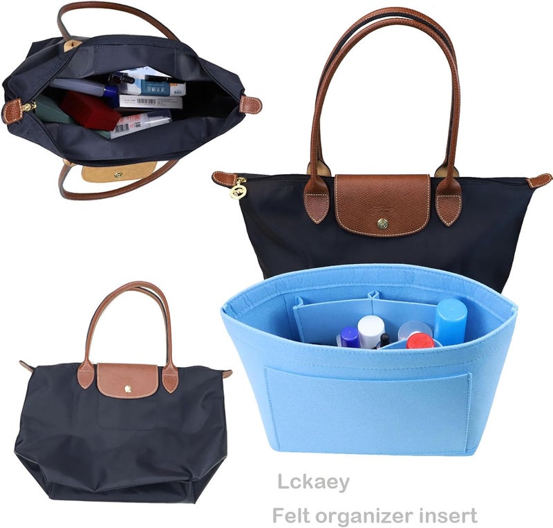 Lckaey Purse Organizer Insert for Le Pliage Neo (Large) Handbags Insert Organizer- Premium Felt Organizer, French blue, L, Tidy things up - Image 5