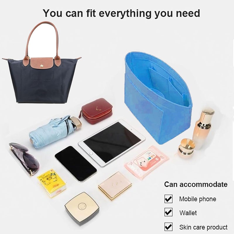 Lckaey Purse Organizer Insert for Le Pliage Neo (Large) Handbags Insert Organizer- Premium Felt Organizer, French blue, L, Tidy things up - Image 4