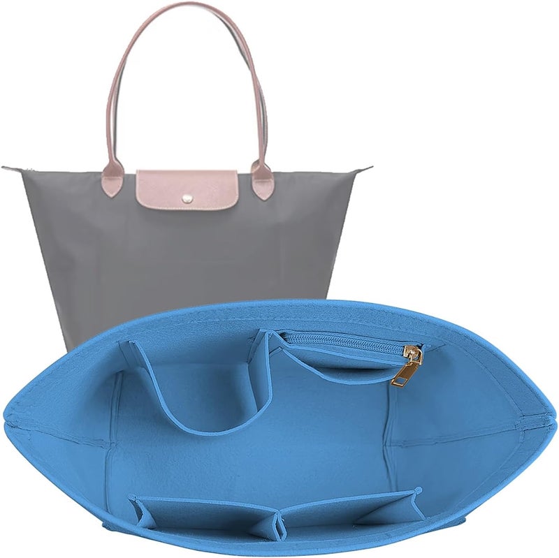 Lckaey Purse Organizer Insert for Le Pliage Neo (Large) Handbags Insert Organizer- Premium Felt Organizer, French blue, L, Tidy things up - Image 1