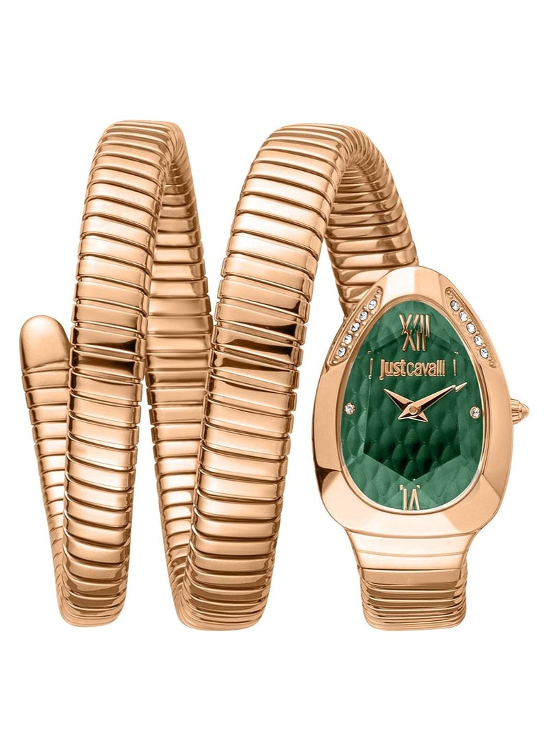 Just Cavalli ساعة يد نسائية أنالوج بيضاوية الشكل من الفولاذ المقاوم للصدأ JC1L224M0055 - 22 مم - Image 1