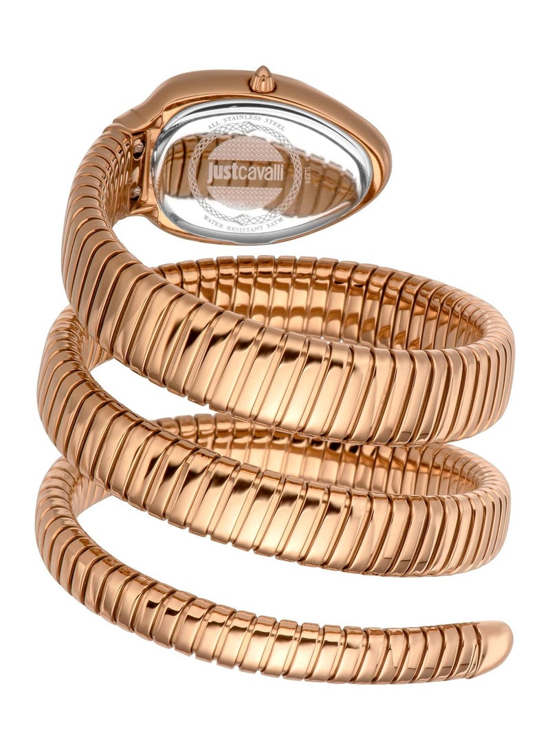 Just Cavalli ساعة يد نسائية أنالوج بيضاوية الشكل من الفولاذ المقاوم للصدأ JC1L224M0055 - 22 مم - Image 3