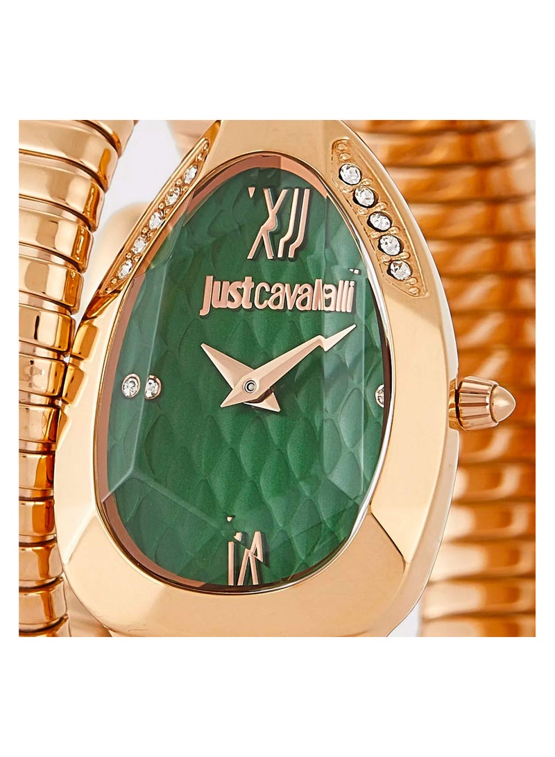 Just Cavalli ساعة يد نسائية أنالوج بيضاوية الشكل من الفولاذ المقاوم للصدأ JC1L224M0055 - 22 مم - Image 4