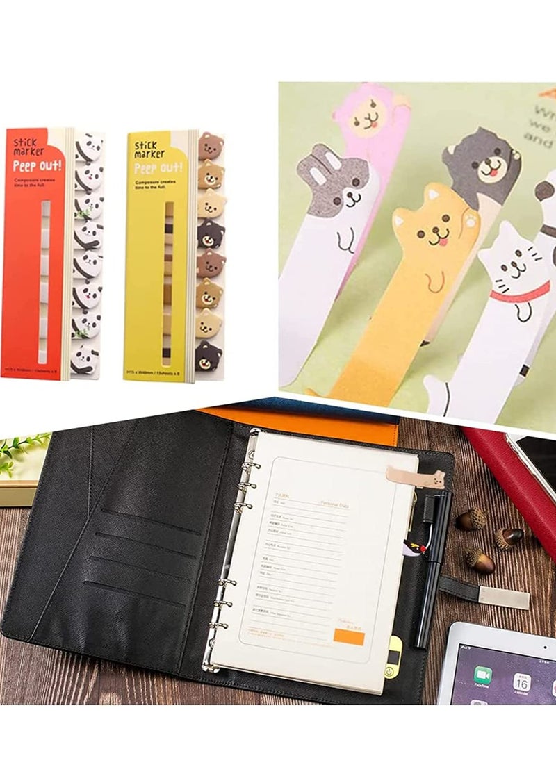 Zikra Sticky Notes Set, Self Pad, Cartoon Animals Notepaper Bright Post Stickies Colorful Super for Office, Home, School, Meeting for Writing Lists and Schedules 6 Pcs - Image 2