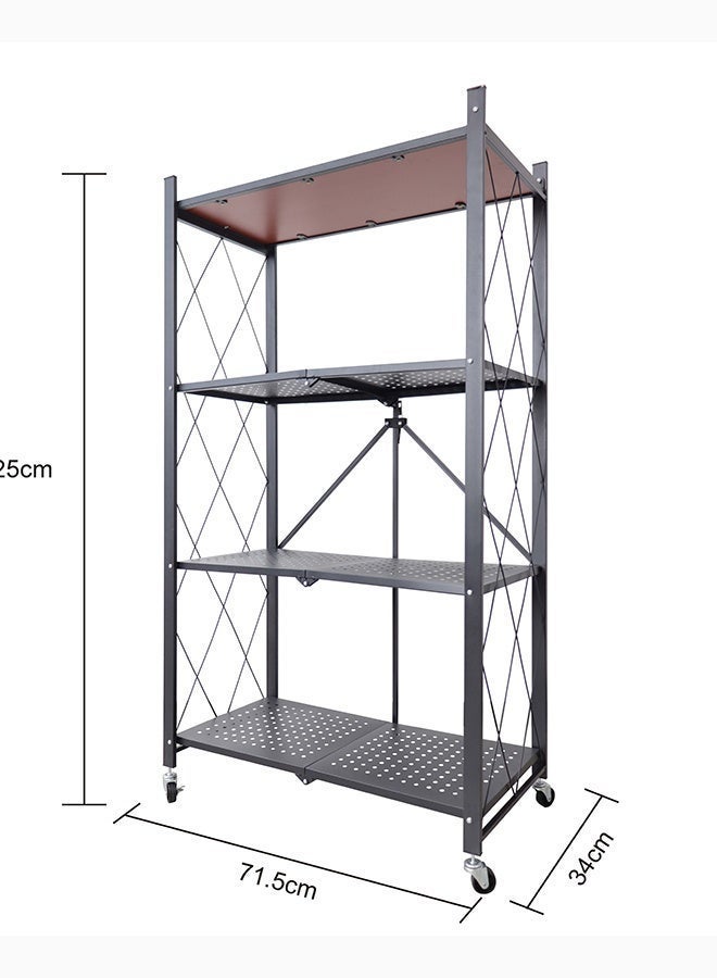 Noon East Kitchen Storage Rack and Heavy Duty Metal Shelving Unit on Rolling Cart for Kitchen, Garage, Basement, 4-Tier Thick Foldable Storage Shelves with Wheels, Large Capacity, Black- Size 68cm x 35cm x 119cm - Image 5