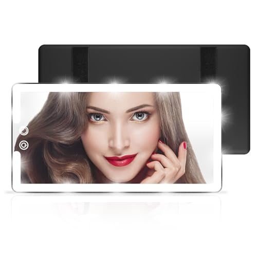 saiggnyy Led Sun Visor Vanity Mirror, Upgraded Large Car Mirrors with Lights, Dimmable Light up Vanity Makeup Mirror for Car,Rechargeable Universal Rear View Visor Mirrors - Image 1