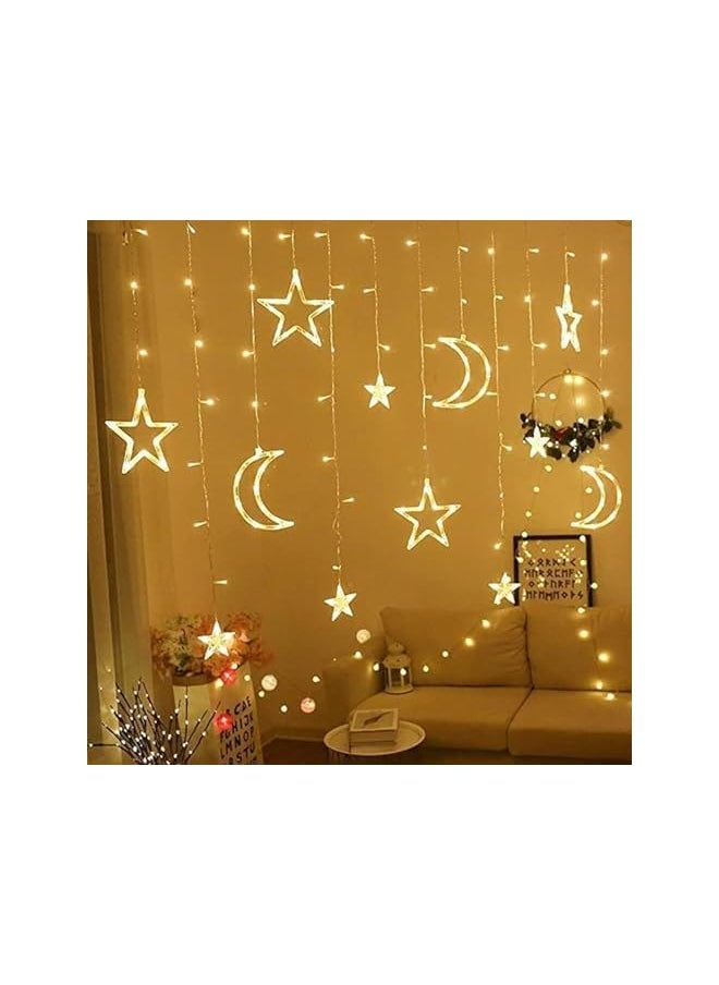 The Bros Crescent Moon with Star Curtain Lights with Eid Mubarak LED Light - Ramadan & Eid Curtain Lights for Home & Special Occasions  - Image 5