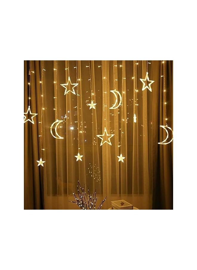 The Bros Crescent Moon with Star Curtain Lights with Eid Mubarak LED Light - Ramadan & Eid Curtain Lights for Home & Special Occasions  - Image 4