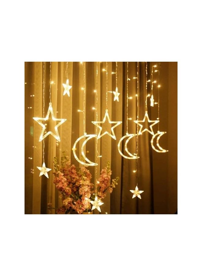 The Bros Crescent Moon with Star Curtain Lights with Eid Mubarak LED Light - Ramadan & Eid Curtain Lights for Home & Special Occasions  - Image 3