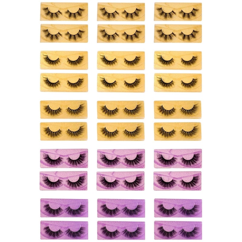 30 Pairs 6D Volume False Eyelashes, Faux Mink For A Natural Look, Individual Storage Design, Available In Gold Blue Silver - Image 1