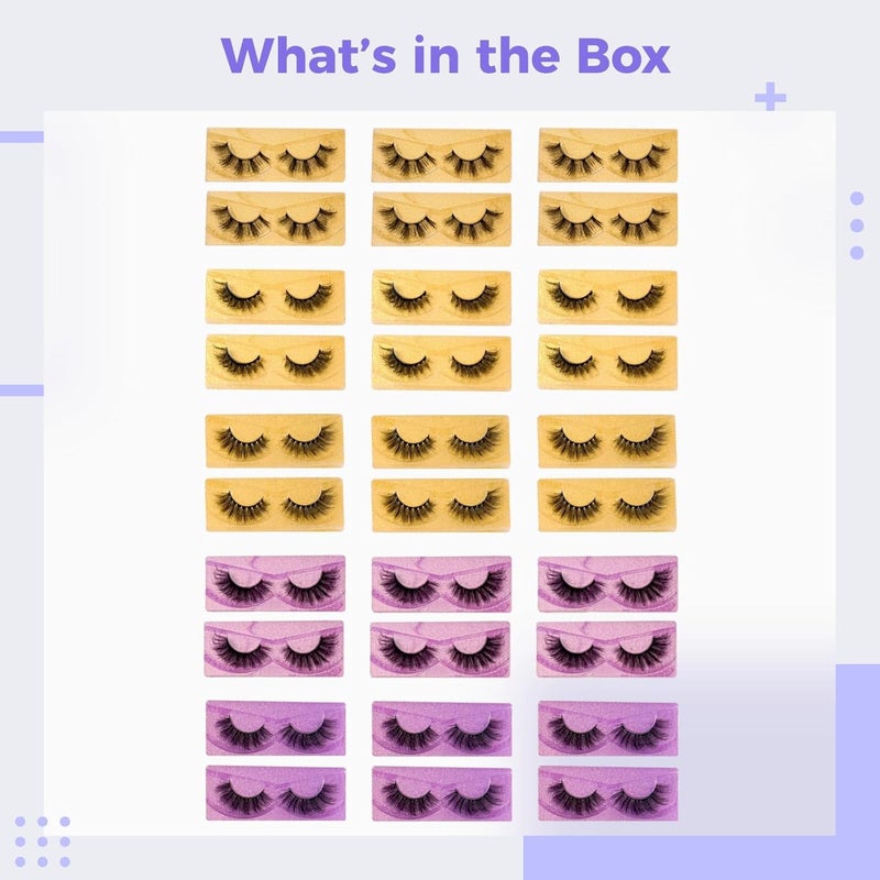 30 Pairs 6D Volume False Eyelashes, Faux Mink For A Natural Look, Individual Storage Design, Available In Gold Blue Silver - Image 3