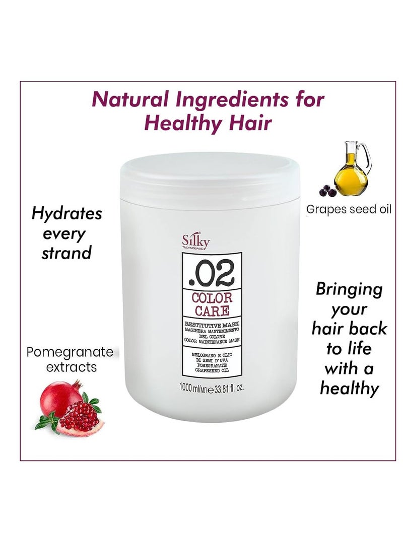 SILKY SILKY .02 Color Treated Hair Mask for Damage Repair - Deep Moisturizing Hair Mask with Organic Pomegranate Extract - Hair Mask for Dry Hair Provide Natural Shine & Long-Lasting Color - 33.80z - Image 2