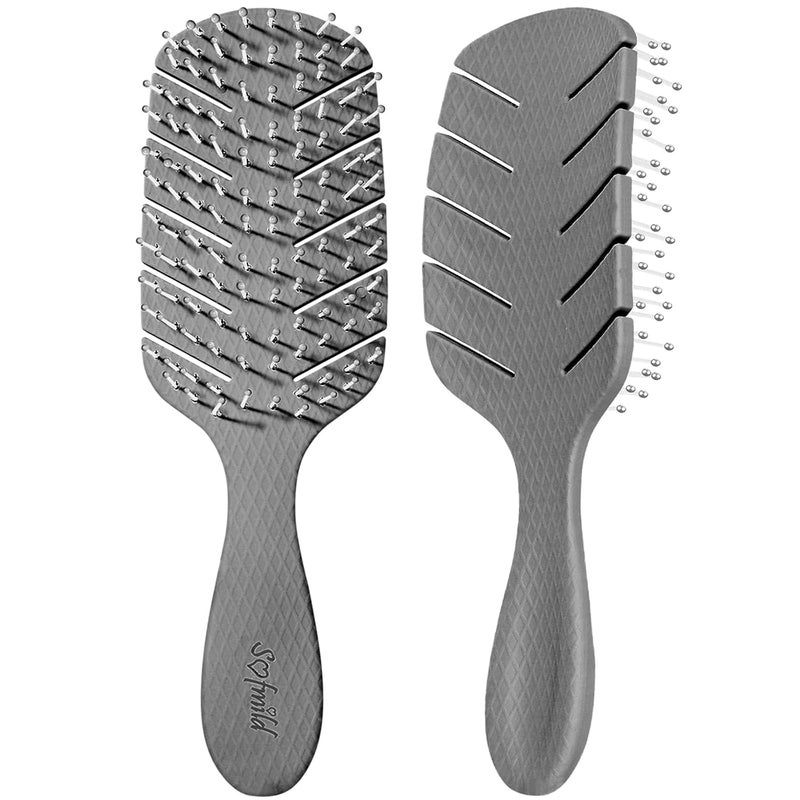 Hair BrushCurved Vented Paddle Detangle Brush for Faster Blow DryingSoft Flexible Bristles Glide Thru Tangles with Ease Detangling Styling Hair Brushes for Women Curly Thick Wet Hair