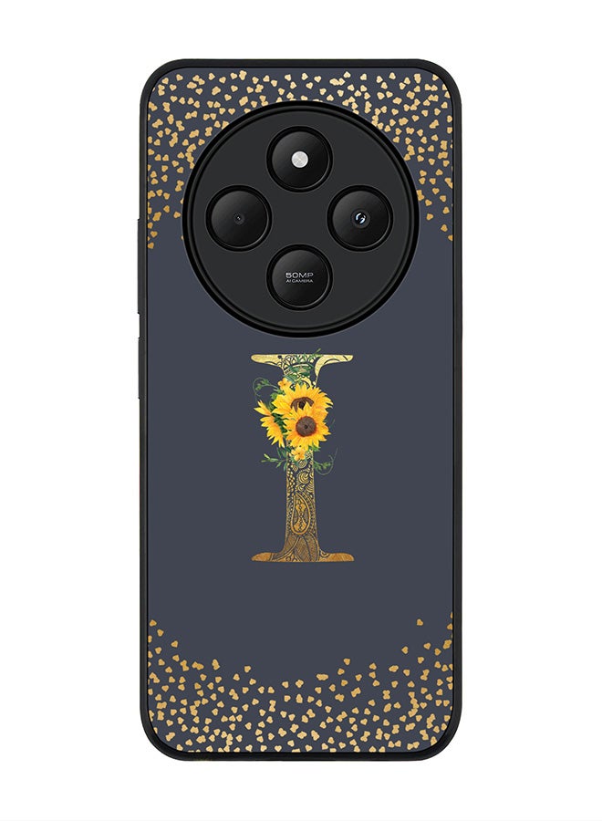 Stylizedd For Xiaomi Poco C75 Case,Slim fit Camera Protection, Shockproof Thin Phone cover - Custom Floral Monogram - I (Grey ) - Image 1