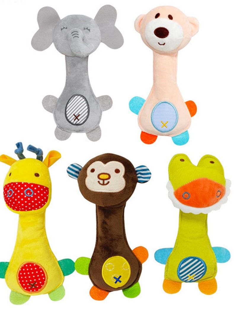 Loquat 5-Piece Children's Baby Animal Hand Grab Stick HandbellSoothing Toy