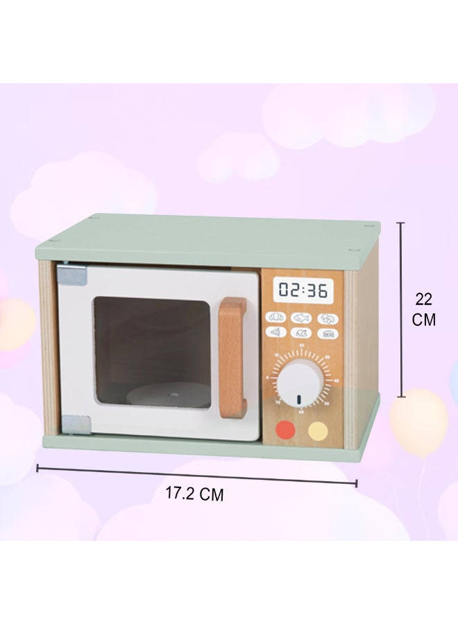 COGNIKIDS Wooden Microwave Oven Toy Set – Montessori Pretend Play Kitchen Appliance for Toddlers – Realistic Role Play Cooking Toy with Play Food – Early Educational Kitchen Set for Kids Ages 3+ - Image 4