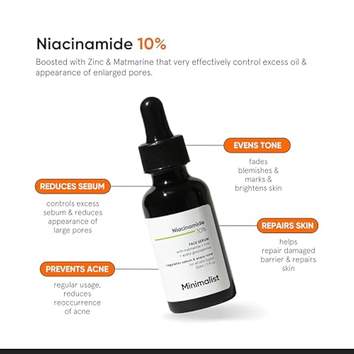 Minimalist 10% Niacinamide Serum for Acne Control & Oil Balancing with Zinc | Pore Minimizer for Face | Clears Acne Marks & Blemishes for Even Skin Tone | For Women & Men | 1 Fl Oz / 30 ml - Image 2