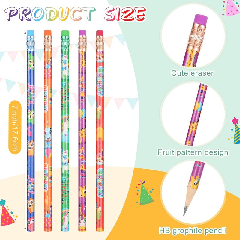 Noveread 100 Pcs Happy Birthday Scented Pencils and Scented Bookmarks Bulk Set, 50 Scratch and Sniff Bookmarks 50 Scented Colored Pencils with Eraser for School Office Reward Birthday Supplies - Image 3