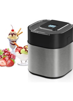 Electric Ice Cream Maker 1.5L Double Isolation Bowl with LCD Display and Timer Function, Ready in 25 Min, Portable Ice Cream Machine for Home, Ideal for Making Sorbet, Frozen Yogurt & Dessert