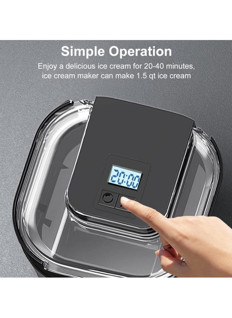 Generic - Electric Ice Cream Maker 1.5L Double Isolation Bowl with LCD Display and Timer Function, Ready in 25 Min, Portable Ice Cream Machine for Home, Ideal for Making Sorbet, Frozen Yogurt & Dessert - Image 1