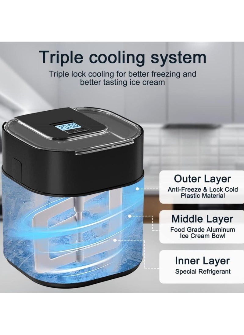 Generic - Electric Ice Cream Maker 1.5L Double Isolation Bowl with LCD Display and Timer Function, Ready in 25 Min, Portable Ice Cream Machine for Home, Ideal for Making Sorbet, Frozen Yogurt & Dessert - Image 1