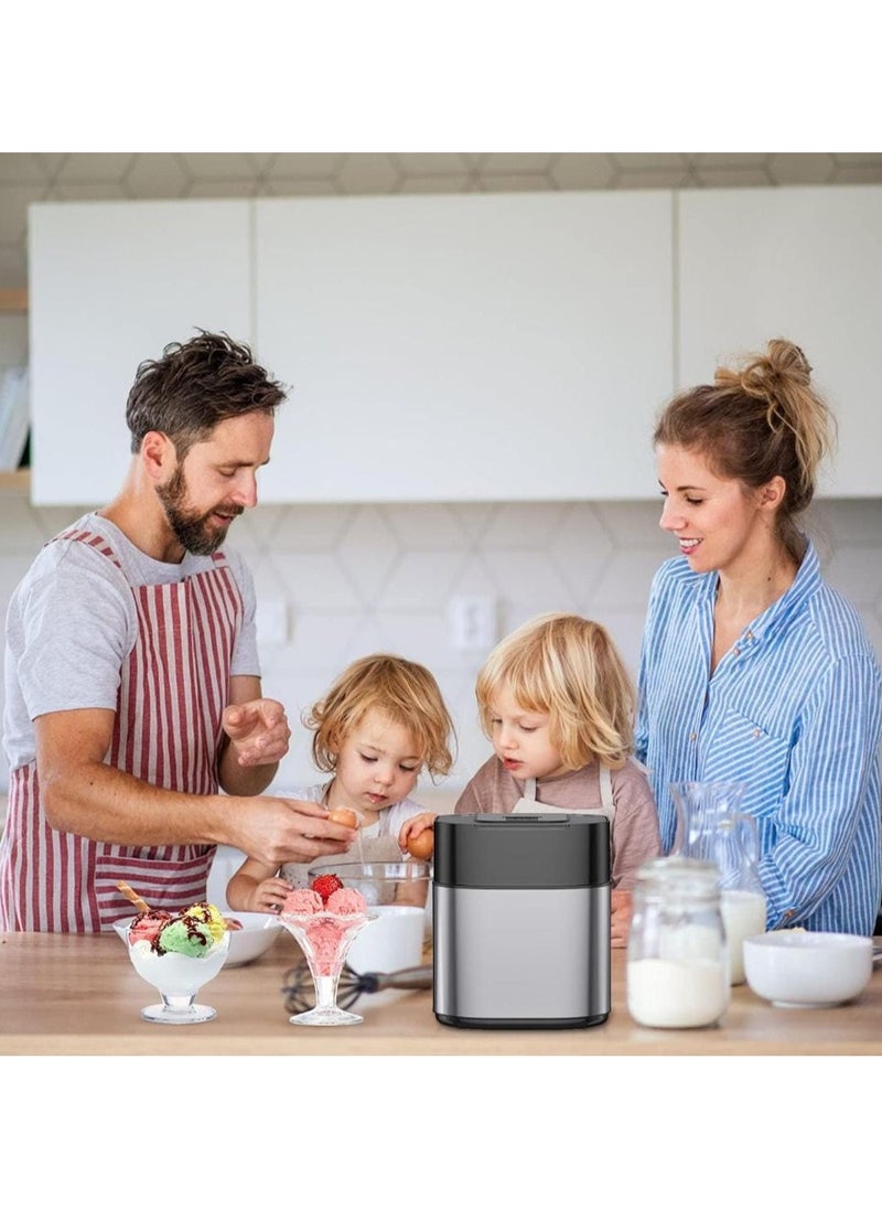 Generic - Electric Ice Cream Maker 1.5L Double Isolation Bowl with LCD Display and Timer Function, Ready in 25 Min, Portable Ice Cream Machine for Home, Ideal for Making Sorbet, Frozen Yogurt & Dessert - Image 1
