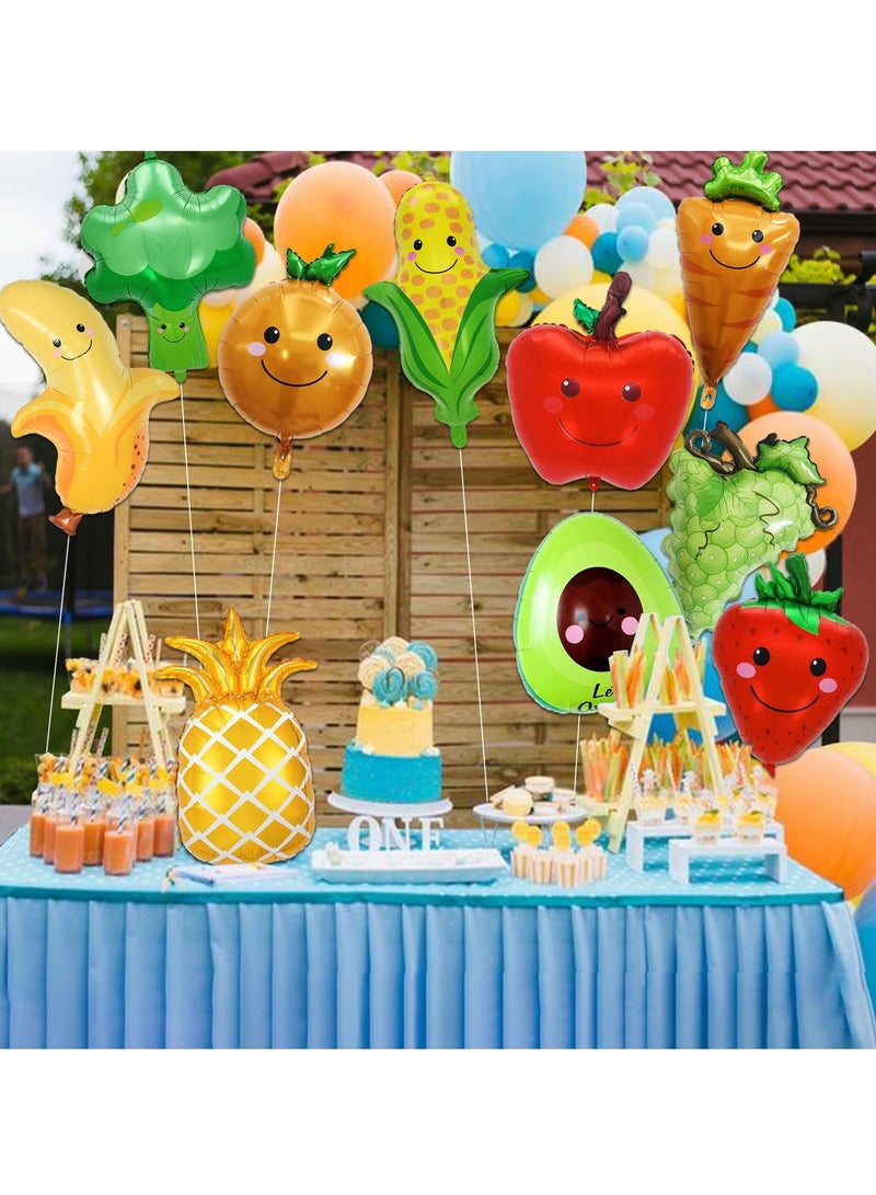 Colorful Fruit and Vegetable Mylar Balloons for Birthday Parties, Apple, Orange, Strawberry, Grape, Pineapple, Banana, Avocado, Corn, Carrot, Broccoli Decorations - Image 3