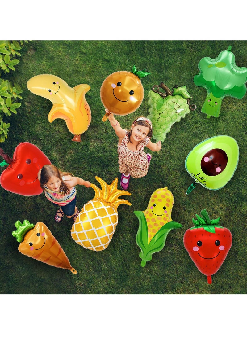 Colorful Fruit and Vegetable Mylar Balloons for Birthday Parties, Apple, Orange, Strawberry, Grape, Pineapple, Banana, Avocado, Corn, Carrot, Broccoli Decorations - Image 5