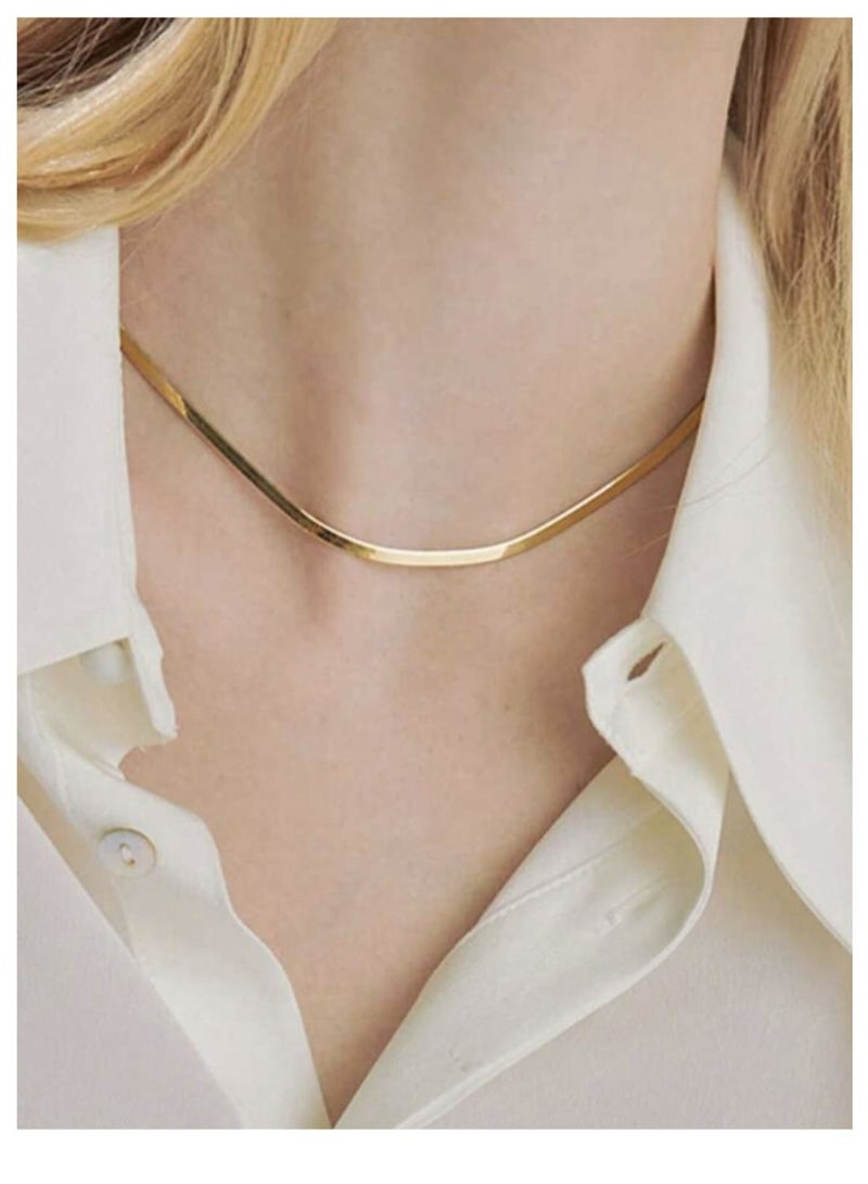 يوكا  قطعة الفولاذ المقاوم للصدأ شقة سلسلة الأفعى العظام المختنق للنساء - Image 1