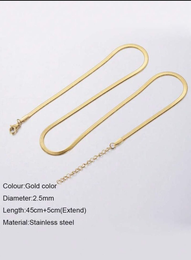 يوكا  قطعة الفولاذ المقاوم للصدأ شقة سلسلة الأفعى العظام المختنق للنساء - Image 2