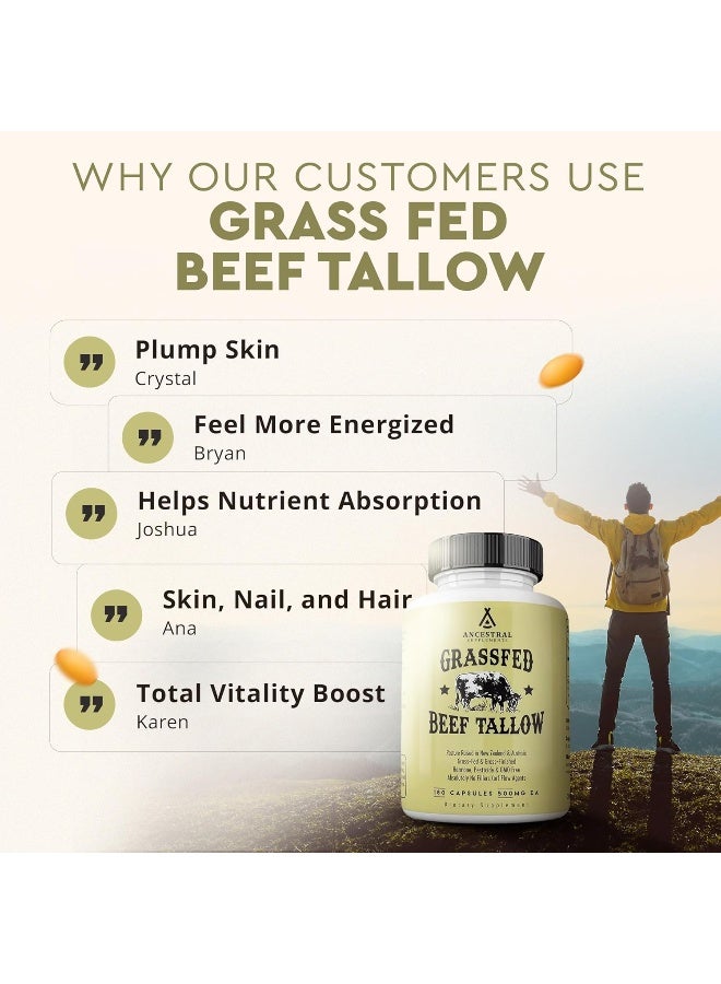 Ancestral Supplements Ancestral Supplements Grass Fed Beef Tallow Capsules, 3000mg, Nourishing Kidney Fat Supplement  - Image 4