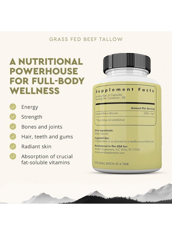 Ancestral Supplements Ancestral Supplements Grass Fed Beef Tallow Capsules, 3000mg, Nourishing Kidney Fat Supplement  - Image 3