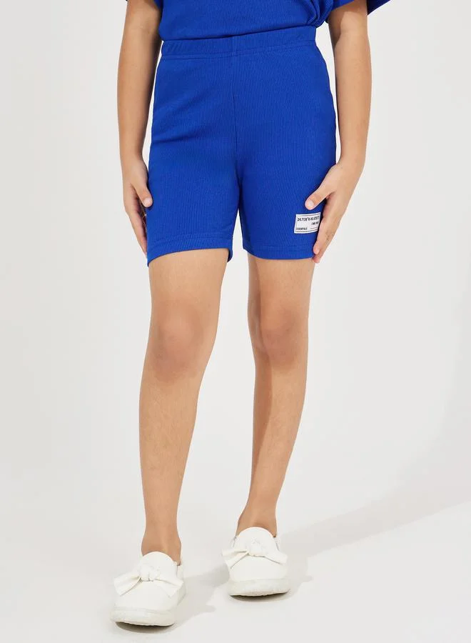 Styli Patch Detail Rib Oversized T-Shirt & Shorts Set
