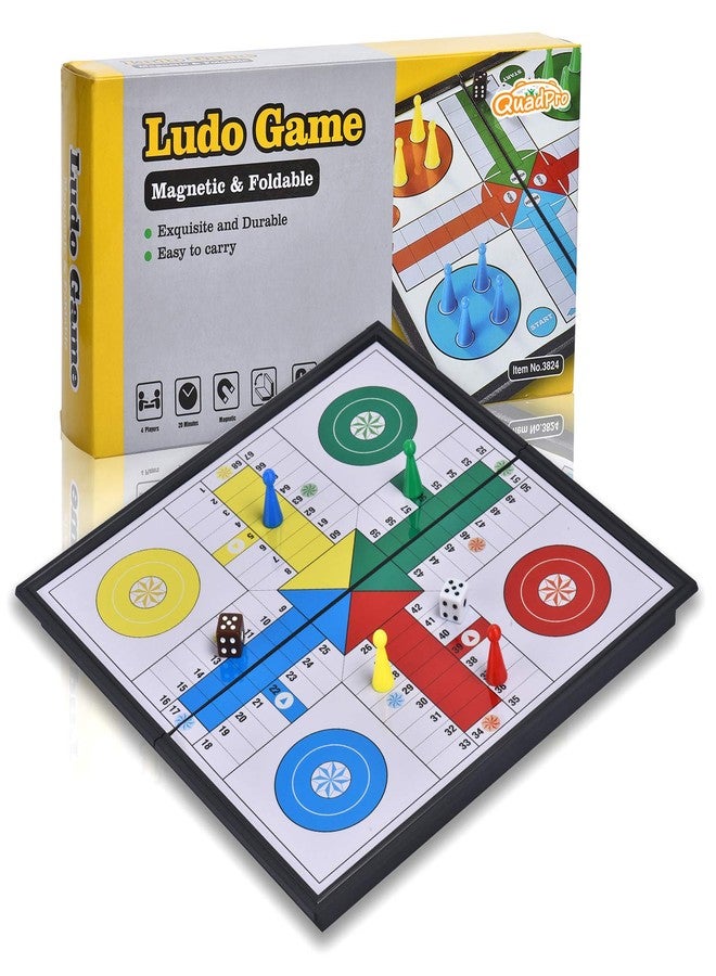 Quadpro Magnetic Ludo Board Game Set with Folding Board Classic Travel Games for Kids and Adults - 9.84 Inches - Image 1