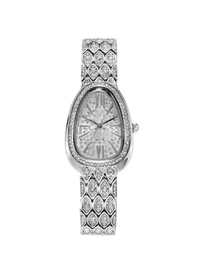 REOCLE Women's Quartz Watch Rhinestone Diamond Watch with Diamond Set Oval Dial & Diamond Watch Strap Fashionable Gypsophila Bracelet Watch for Girls  - Image 2
