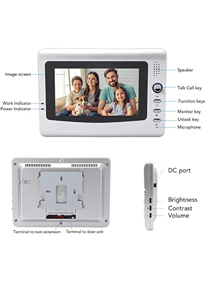 7in Home Video Doorbell Night High Resolution Wired Door Intercom, Clear Images, Two Way Intercom for Offices Villa - Image 4
