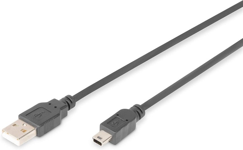 DIGITUS USB 2.0 connection cable, type A - mini B (5pin) M/M, 1.8m, USB 2.0 conform, bl - Image 1