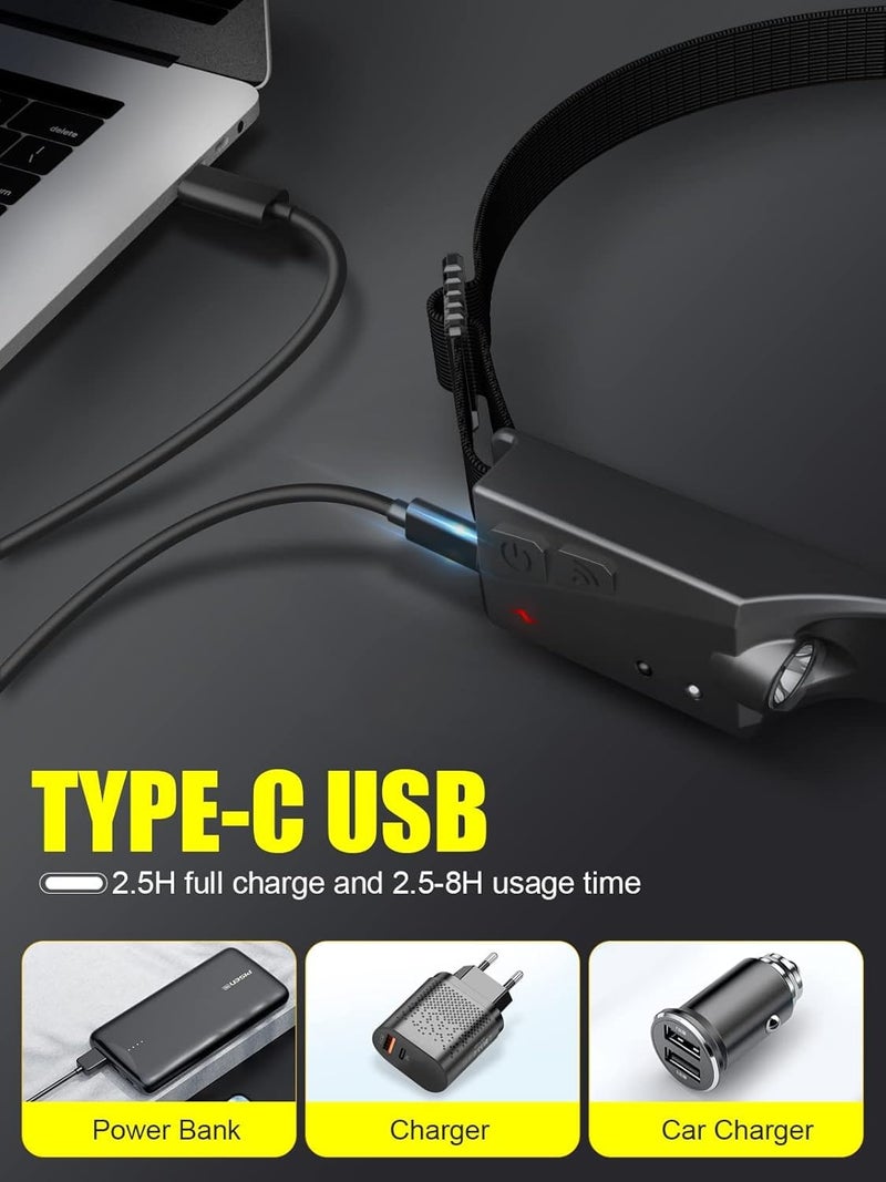 BROCCOLIN Headlamp Flashlight Rechargeable LED Headlamps 230° Wide Beam, Motion Sensor Lightweight Waterproof Ultra Bright Head Torch for Running Dry Camping Fishing Hiking Emergency Combo Pack-2 - Image 5