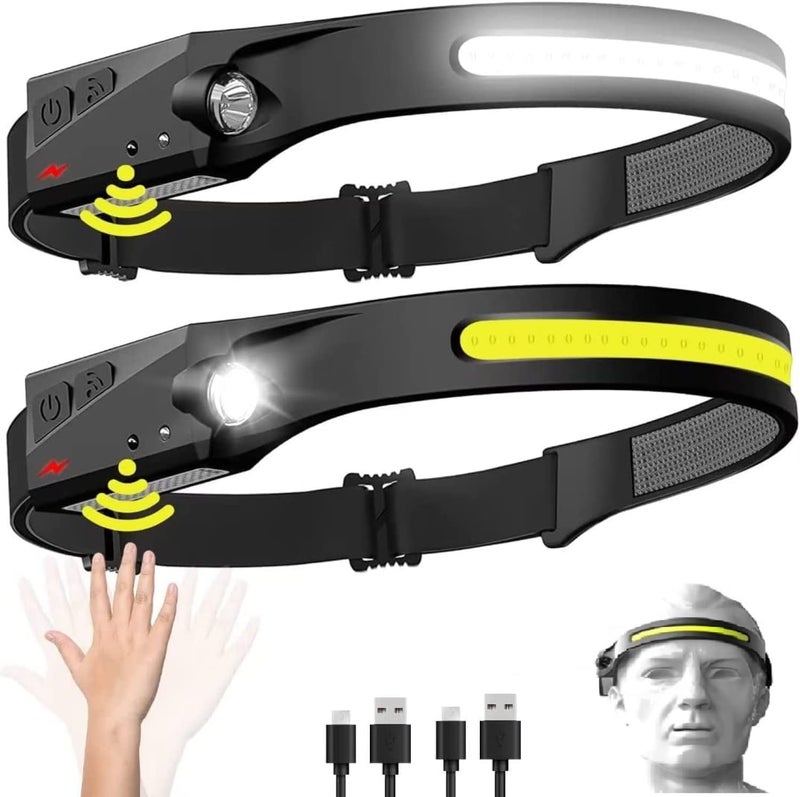 BROCCOLIN Headlamp Flashlight Rechargeable LED Headlamps 230° Wide Beam, Motion Sensor Lightweight Waterproof Ultra Bright Head Torch for Running Dry Camping Fishing Hiking Emergency Combo Pack-2 - Image 1