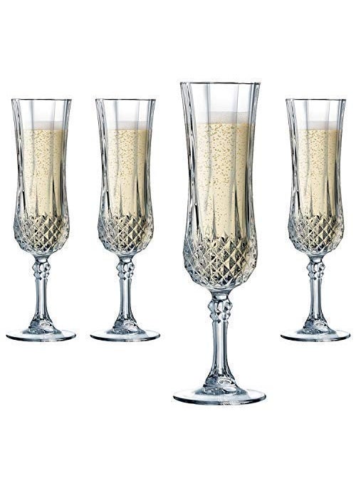 BLISS START BLISS START Crystal Long Champ 220 ml Champagne Glass Flute Wine Glass Set of 6 Clear  - Image 1