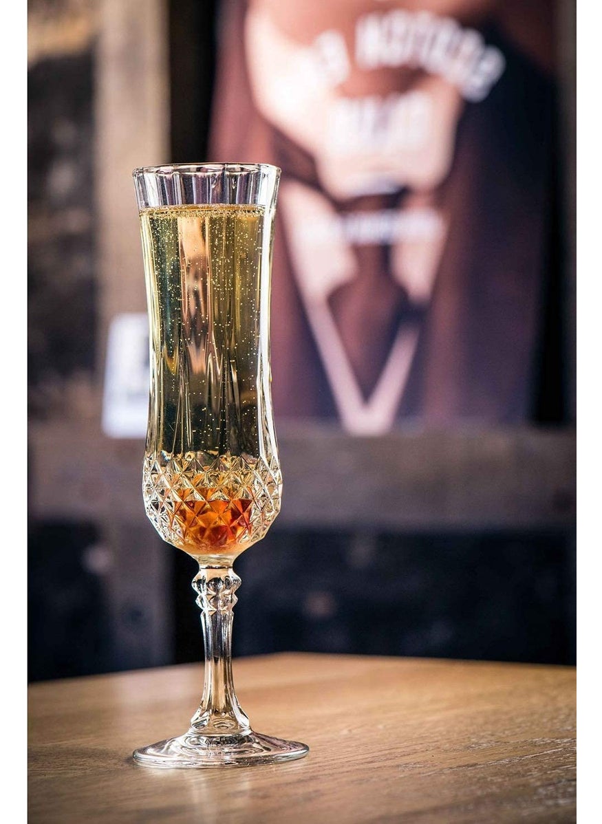 BLISS START BLISS START Crystal Long Champ 220 ml Champagne Glass Flute Wine Glass Set of 6 Clear  - Image 4