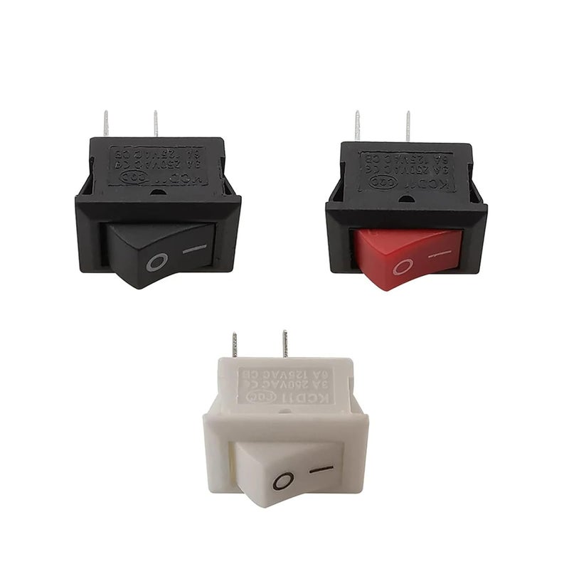 KCD11 مفتاح ضغط ثنائي القطب أحادي الاتجاه 2 دبوس 10x15 مم 3 أمبير 250 فولت تيار متردد تركيب بالضغط مفتاح روكر تشغيل/إيقاف 10 قطع أسود - Image 4