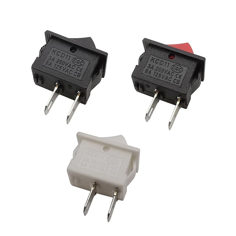 KCD11 مفتاح ضغط ثنائي القطب أحادي الاتجاه 2 دبوس 10x15 مم 3 أمبير 250 فولت تيار متردد تركيب بالضغط مفتاح روكر تشغيل/إيقاف 10 قطع أسود - Image 5