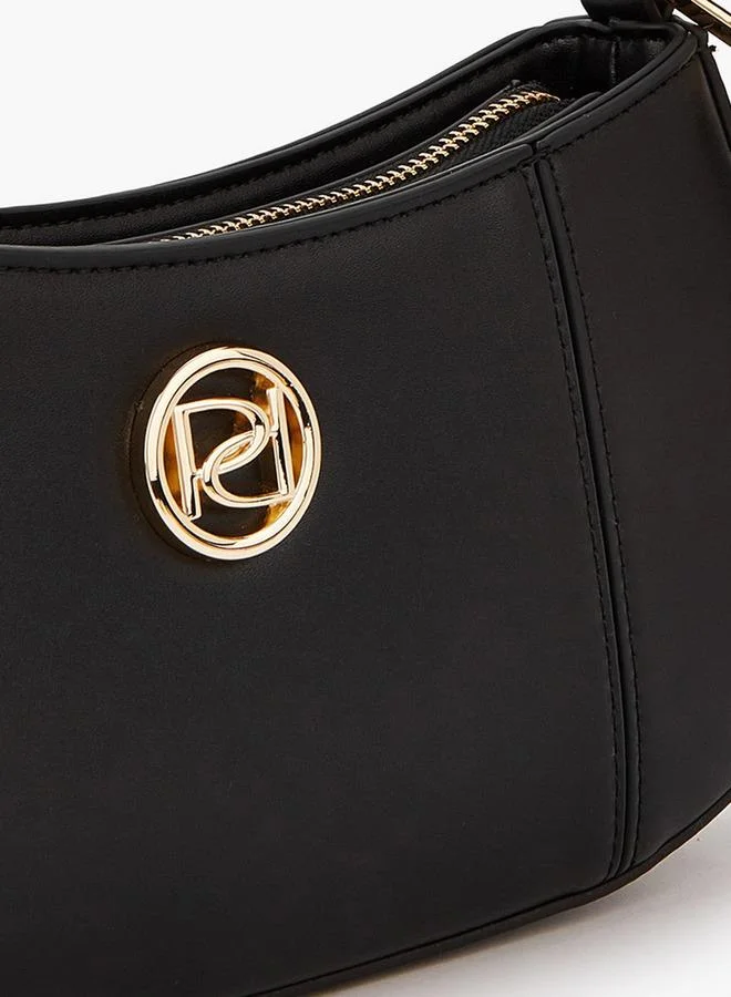 بابريكا Solid Shoulder Bag with Detachable Strap and Zip Closure