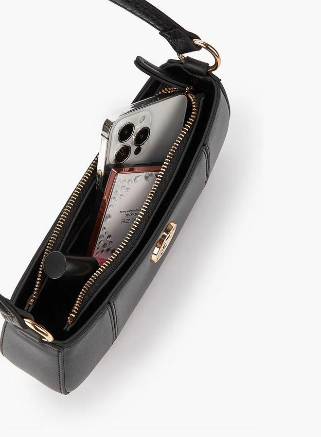 بابريكا Solid Shoulder Bag with Detachable Strap and Zip Closure