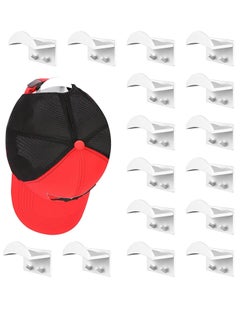 Excefore 16 PCS Adhesive Hat Hooks for Wall, Upgraded Hat Holder Hat Hangers, Hat Hook for Baseball Caps, No Drilling, Strong Hat Hooks for Ear Headbands, White  - Image 1