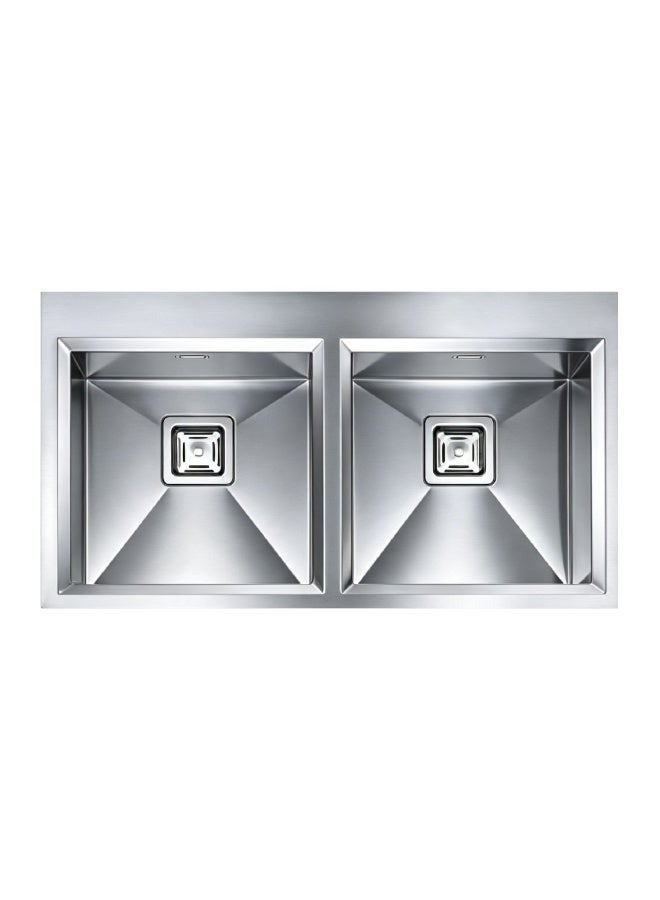 ELITE MKD8650SS Double Bowl Top Mount Kitchen Sink – 860x500x220mm, 0.8mm Stainless Steel, Matte Finish, 400x400mm Bowls, 840x480mm Cut-Out - Image 1