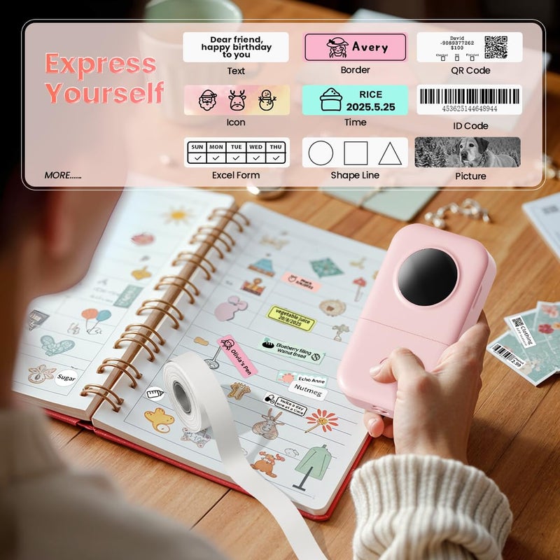 Phomemo Label Maker Machine, D30 Portable Handheld Bluetooth Mini Label Printer, Multiple Templates Smartphone Thermal Small Label Maker for Kids School Items, Classroom Teacher Supplies, Easy to Use - Image 2