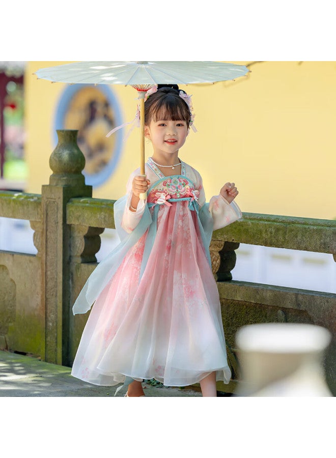 Cute Menghu · Moli Hanfu Girls' Spring And Autumn Chinese-style Children's Long-sleeve Tang Suit Ru Skirt Dress Ancient Style Princess Dress 140 - Image 3